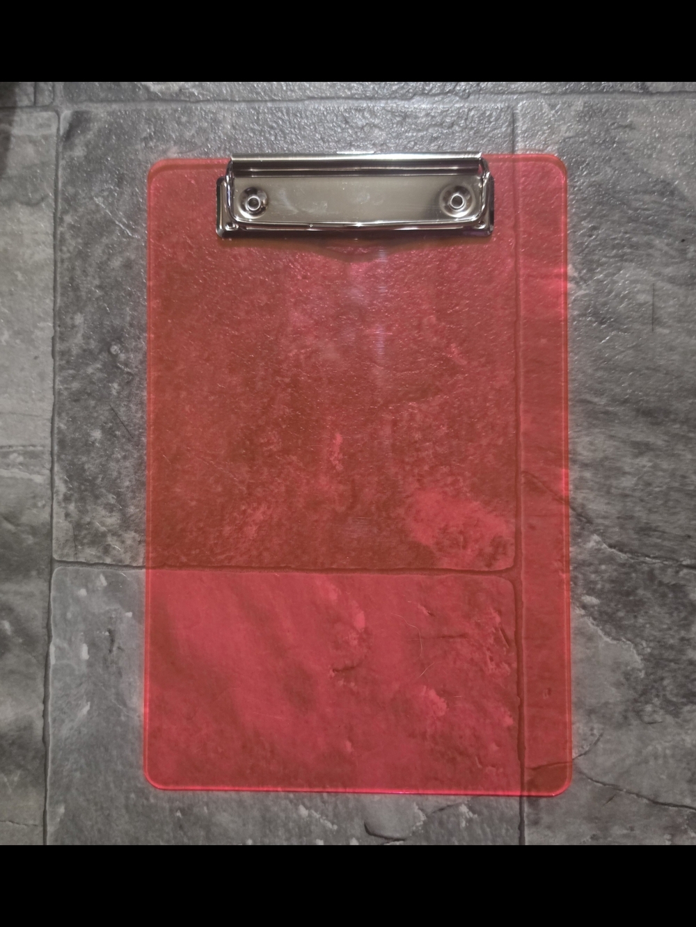 Clear Red Acrylic Clipboard with Silver Clip BNIB